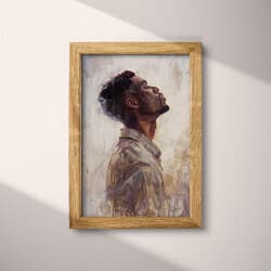 Praying Man Digital Download | Religious Wall Decor | Portrait Decor | Gray, Brown and Black Print | Afrofuturism Wall Art | Office Art | Grief & Mourning Digital Download | Winter Wall Decor | Oil Painting