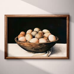 Wooden Bowl Digital Download | Still Life Wall Decor | Food & Drink Decor | Black, White and Brown Print | Farmhouse Wall Art | Kitchen & Dining Art | Housewarming Digital Download | Easter Wall Decor | Autumn Decor | Pastel Pencil Illustration