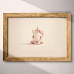 Unicorn Digital Download | Fantasy Wall Decor | Brown and Purple Decor | Chibi Print | Kids Wall Art | Baby Shower Art | Autumn Digital Download | Colored Pencil Illustration