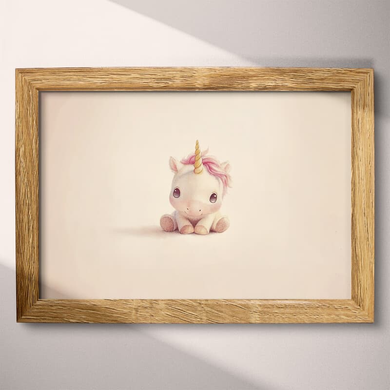 Full frame view of A cute chibi anime colored pencil illustration, a unicorn