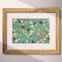 Matted frame view of A vintage textile print, vine pattern