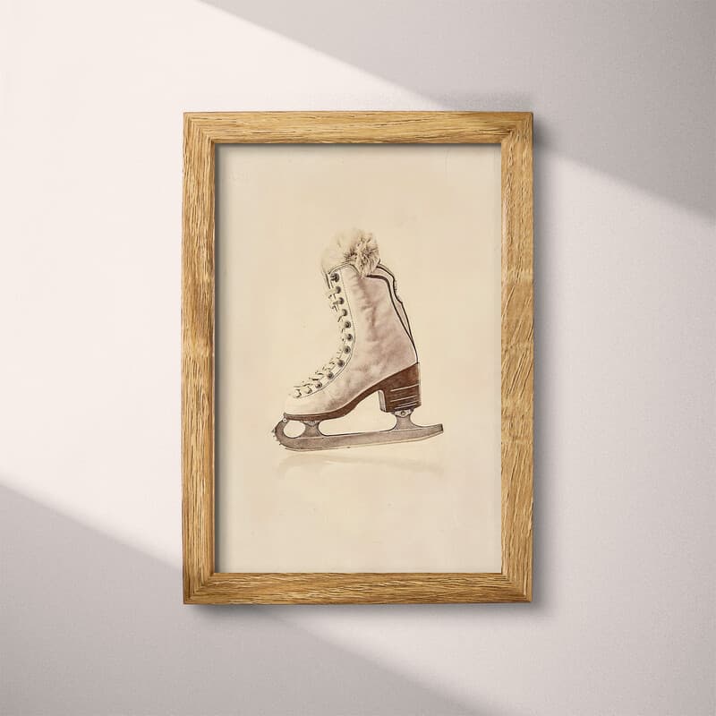 Full frame view of A retro pastel pencil illustration, ice skates