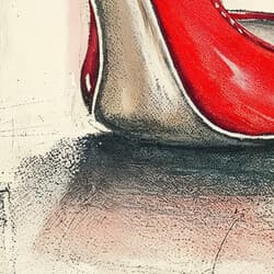 High Heels Art | Fashion Wall Art | Fashion Print | Beige, Red, Black, Gray and Orange Decor | Contemporary Wall Decor | Bedroom Digital Download | Bachelorette Party Art | Valentine's Day Wall Art | Autumn Print | Pastel Pencil Illustration