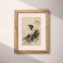 Matted frame view of A vintage graphite sketch, a person surfing