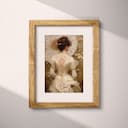 Matted frame view of A vintage oil painting, a woman in a white dress with a parasol, back view