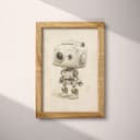 Full frame view of A cute chibi anime pastel pencil illustration, a robot