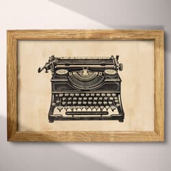 Typewriter Digital Download | Vintage Wall Decor | Beige, Black and Gray Decor | Vintage Print | Office Wall Art | Autumn Art | Graphite Sketch