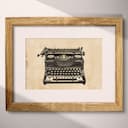 Matted frame view of A vintage graphite sketch, a typewriter