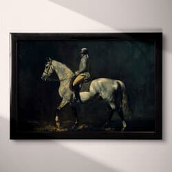 Equestrian Digital Download | Equestrian Wall Decor | Portrait Decor | Black, Brown and White Print | Baroque Wall Art | Living Room Art | Autumn Digital Download | Oil Painting