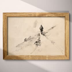 Hiker Digital Download | Outdoor Wall Decor | Portrait Decor | Brown and Black Print | Vintage Wall Art | Entryway Art | Housewarming Digital Download | Autumn Wall Decor | Graphite Sketch