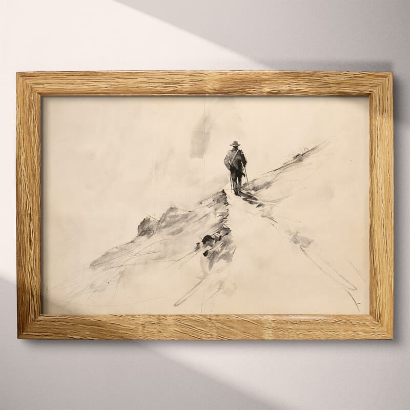 Full frame view of A vintage graphite sketch, a person hiking