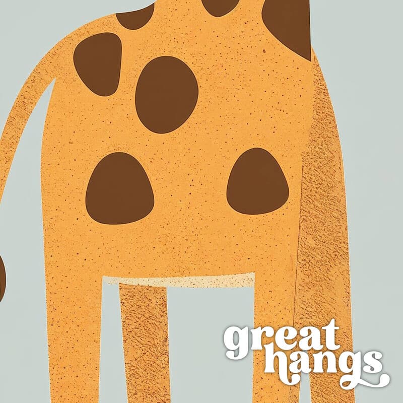 Closeup view of A cute simple illustration with simple shapes, a giraffe