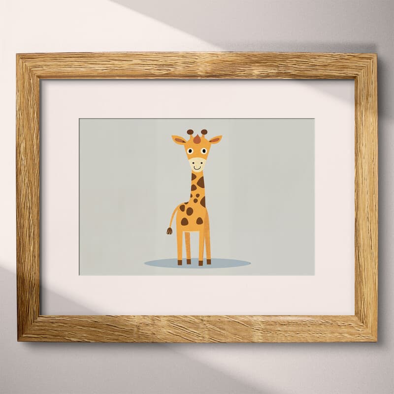 Matted frame view of A cute simple illustration with simple shapes, a giraffe