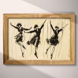 Swing Dancers Digital Download | Dance Wall Decor | Portrait Decor | Beige, Black, Brown and Gray Print | Vintage Wall Art | Living Room Art | Autumn Digital Download | Graphite Sketch