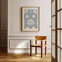 Room view with a matted frame of A bohemian textile print, simple pattern