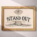 Full frame view of A vintage pastel pencil illustration, the words "STAND OUT" with an umbrella