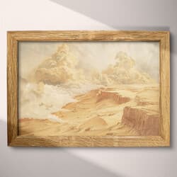 Desert Plateau Art | Landscape Wall Art | Landscapes Print | Beige, Brown and Red Decor | Art Deco Wall Decor | Living Room Digital Download | Housewarming Art | Summer Wall Art | Pastel Pencil Illustration