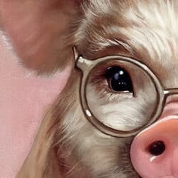 Pig Digital Download | Animal Wall Decor | Animals Decor | Pink, Brown, Black and Beige Print | Chibi Wall Art | Kids Art | Baby Shower Digital Download | Spring Wall Decor | Pastel Pencil Illustration