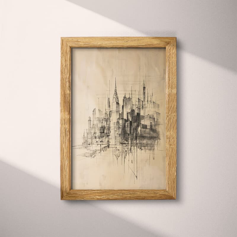 Full frame view of A minimalist graphite sketch, a cityscape