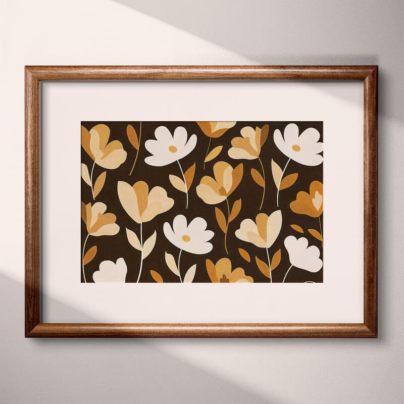 Matted frame view of A bohemian tapestry print, simple pattern