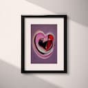 Matted frame view of An abstract contemporary oil painting, a heart in a bubble