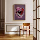 Room view with a full frame of An abstract contemporary oil painting, a heart in a bubble