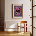 Room view with a matted frame of An abstract contemporary oil painting, a heart in a bubble