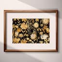 Matted frame view of A minimalist textile print, floral pattern