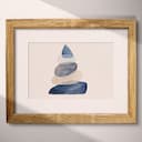 Matted frame view of An abstract minimalist pastel pencil illustration, a stack of rocks