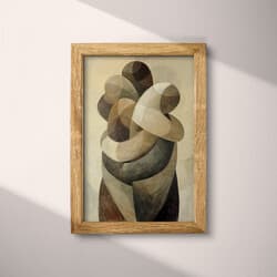 Group Hug Art | People Wall Art | Brown, Black and Beige Print | Vintage Decor | Living Room Wall Decor | Grief & Mourning Digital Download | Autumn Art | Oil Painting