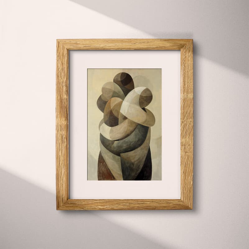 Matted frame view of An abstract vintage oil painting, a group hug