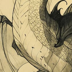 Dragon Art | Fantasy Wall Art | Beige, Black and Brown Print | Vintage Decor | Game Room Wall Decor | Halloween Digital Download | Autumn Art | Graphite Sketch