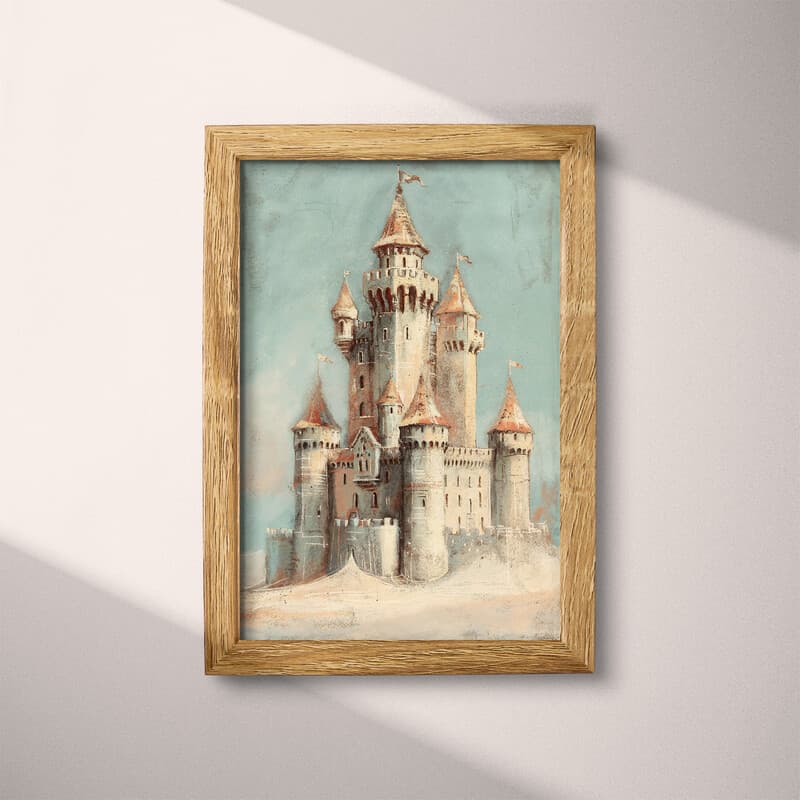 Full frame view of A vintage pastel pencil illustration, a sandcastle