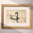 Matted frame view of A vintage graphite sketch, a swan