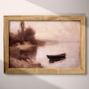 Full frame view of An impressionist oil painting, a small boat on a lake