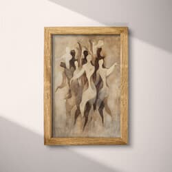 Dancing Group Art | Dance Wall Art | Portrait Print | Brown and White Decor | Vintage Wall Decor | Living Room Digital Download | Autumn Art | Oil Painting