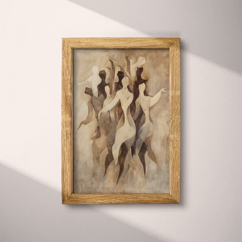 Full frame view of An abstract vintage oil painting, a group of people dancing