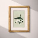 Matted frame view of A cute simple illustration with simple shapes, a shark