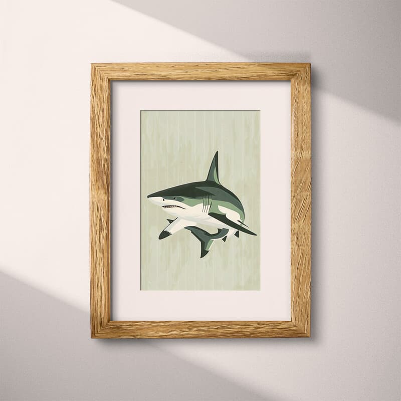 Matted frame view of A cute simple illustration with simple shapes, a shark