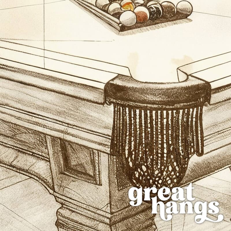 Closeup view of A vintage pencil sketch, a pool table