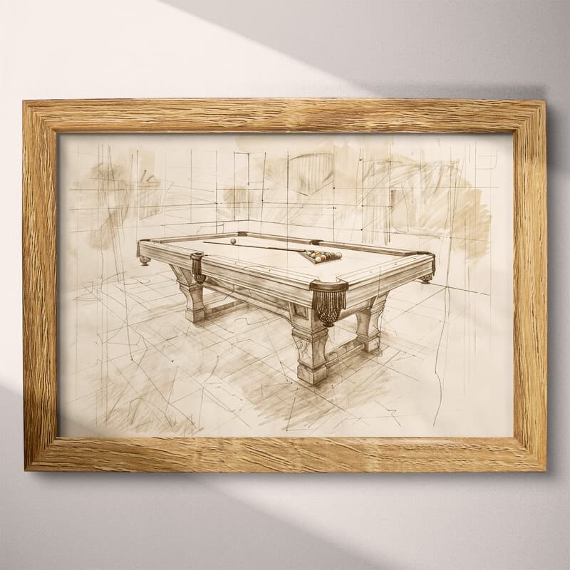 Full frame view of A vintage pencil sketch, a pool table