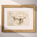 Matted frame view of A vintage pencil sketch, a pool table