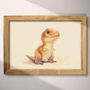 Full frame view of A cute chibi anime pastel pencil illustration, a tyrannosaurus rex