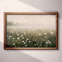 Spring Meadow Art | Nature Wall Art | Flowers Print | Beige, Green, Brown and Black Decor | Vintage Wall Decor | Living Room Digital Download | Easter Art | Spring Wall Art | Oil Painting