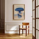 Room view with a full frame of An abstract art deco pastel pencil illustration, a mushroom