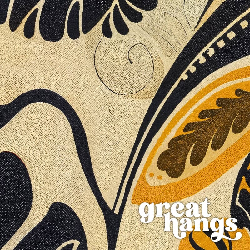 Closeup view of An art nouveau textile print, intricate pattern