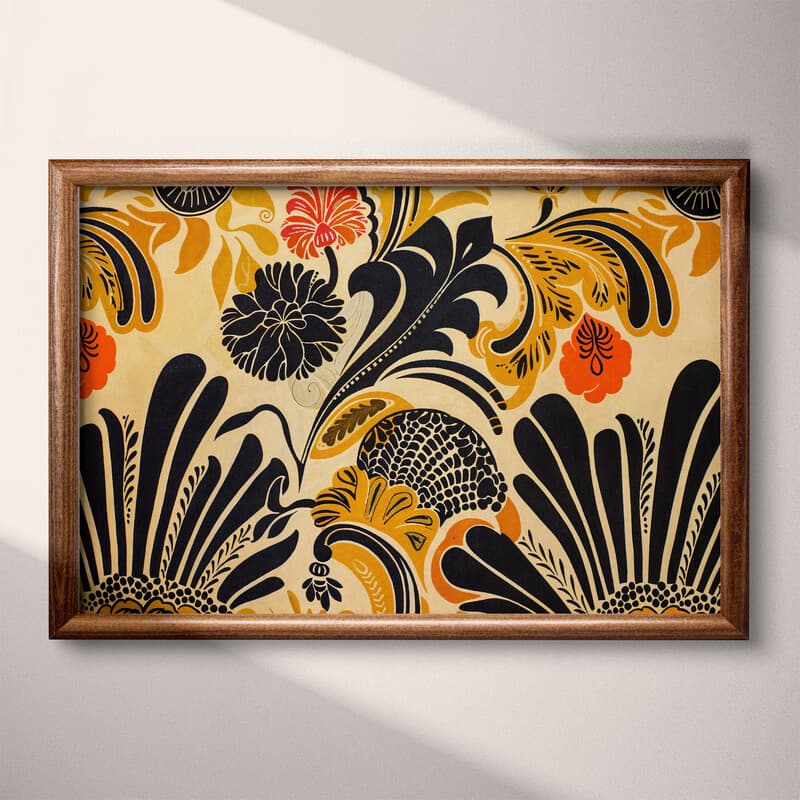 Full frame view of An art nouveau textile print, intricate pattern