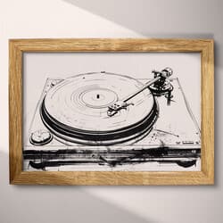 Record Player Digital Download | Music Wall Decor | Music Decor | Gray and Black Print | Vintage Wall Art | Living Room Art | Housewarming Digital Download | Autumn Wall Decor | Ink Sketch