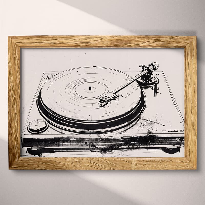 Full frame view of A vintage ink sketch, a record player