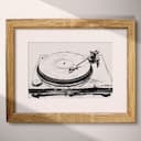 Matted frame view of A vintage ink sketch, a record player